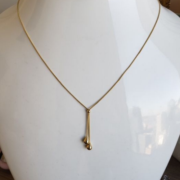14k solid gold lariat necklace - Picture 3 of 3